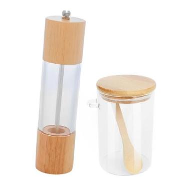 Imagem de Kit Pote Mantimentos C/ Colher 500ml + Moedor Temperos Sal - Kadê
