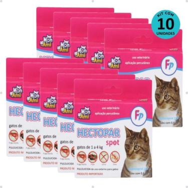 Imagem de Kit Antipulgas Hectopar Mon Ami 0,4ml - Gatos de 1 a 4kg C/ 10 unidade