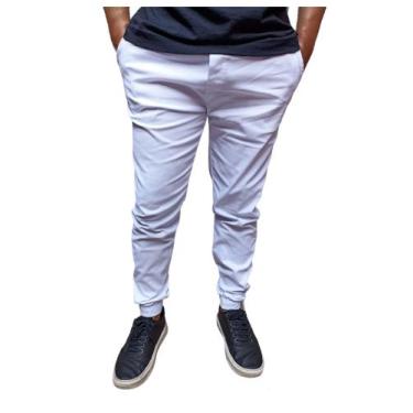 Imagem de calça jogger masculina branca lisa produto de ótima qualidade sarja e 