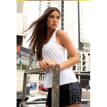 Imagem de Regata feminina tecido dry fit branca - FIBRA FITNESS