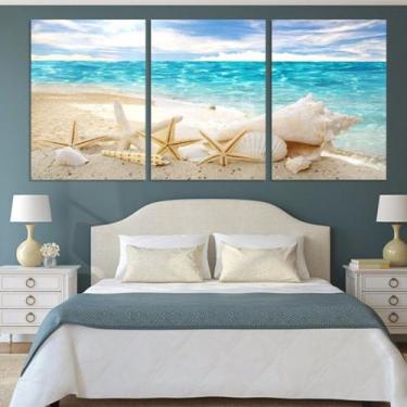 Imagem de Quadros Decorativos 3 Peças Estrela Do Mar Concha - NEYRAD