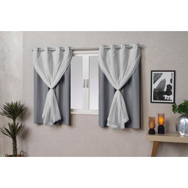 Imagem de Cortina Blackout PVC (plástico) com VOIL e Argola para Sala ou Quarto 