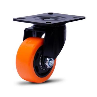 Imagem de (4pçs) RODIZIO PRETO GIRAT PLACA RODA 75MM LARANJA ROLAMENTO - COLSON