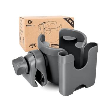 Imagem de Suporte universal de copo para carrinho de bebê com capa de celular, rack de armazenamento 2 em 1, suporte de bebida de rotação de 360 graus para bicicleta, carrinho de bebê, cadeira de rodas,