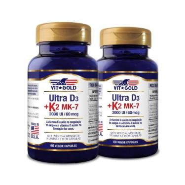Imagem de Vitamina K2 60mcg + D3 2.000UI Kit 2x 60 Caps. - Vitgold
