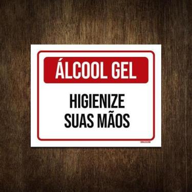 Imagem de Placa De Sinalização - Álcool Gel Higienize Suas Mãos 18X23 - Sinalizo