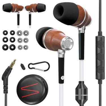 Imagem de Symphonized Fones de ouvido Airtube de madeira premium, fones de ouvido EMF, som 3D, controle de volume do microfone, drivers de graves de 8 mm que concedem áudio de alta qualidade de conector de 3,5