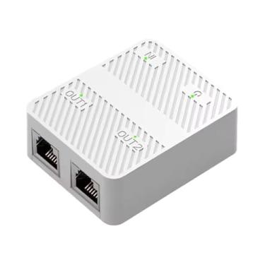 Imagem de Interruptor de rede Gigabit RJ45 Ethernet divisor 1 a 2 de alta velocidade 100/1000Mbps Internet LAN divisor com alimentação USB para PC, laptop, TV Box (100Mbps branco)