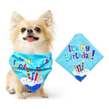 Imagem de Bandana Festa Aniversário Pet Cachorro Cães E Gatos Birthday Cachorros