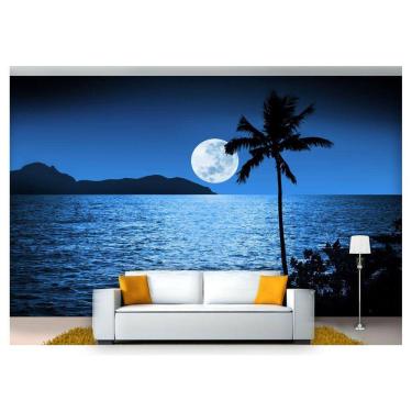 Imagem de Papel De Parede Lua Noite Praia Coqueiro 3D 7,50m² Lua18