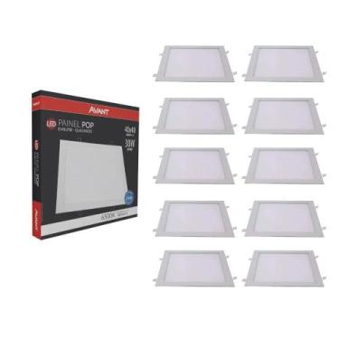 Imagem de Kit 10 Painel de Led Plafon Embutir Quadrado 30W 40x40cm Alumínio Bran