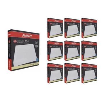Imagem de Kit 10 Painel de Led Avant Sobrepor Alumínio Quadrado 22x22cm 18W Bivo