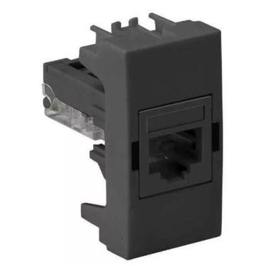 Imagem de Módulo Tomada Informática Rj45 Cat5E Preto Grafite Simon 35
