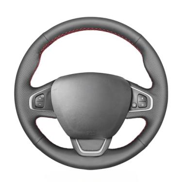 Imagem de MEWANT Capa de volante respirável personalizada costurada à mão para Renault Clio 4 (IV) 2016-2020 / Captur 2016-2020 / Kaptur 2016-2020 Acessórios de volante para Renault Feito de couro de microfibra