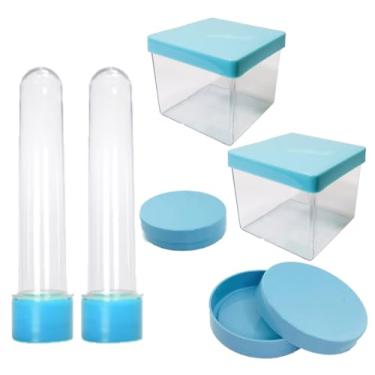 Imagem de Kit 10 Tubetes 10 Caixinhas 5x5cm 10 Latinhas Color para Doces Balas Mimos Temperos Potinhos Especiarias para Lembrancinhas Decoração Festas Aniversários Mimos (Azul bebe)