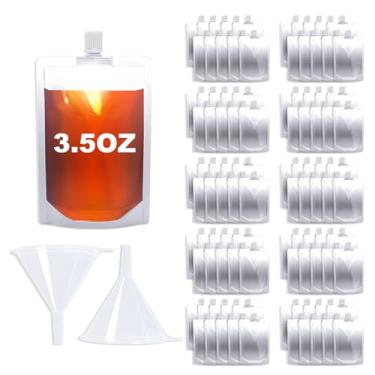 Imagem de NexLevVac 100 frascos de plástico de 100 ml para licor, sacos de bebida ocultáveis e reutilizáveis com 2 funis, bolsas de bebida de grau alimentício à prova de vazamento, corredores de rum para