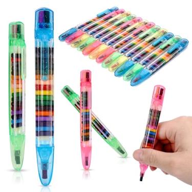 Imagem de Giz de cera para crianças com glitter da Proloso, 20 em 1, para colorir giz de cera, pinturas infantis, lembrancinhas de festa, 20 peças