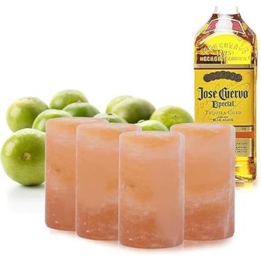 Imagem de Conjunto de copos de shot de cristal de rocha de sal rosa autêntico do Himalaia de 10 a 7 cm - Copos de dose de tequila de sal - atiradores de tequila de sal rosa - conjunto de copos de shot