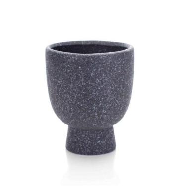 Imagem de Cachepot Decorativo Em Cerâmica Flocos Preto 14x11 Cm - D'rossi - DROS