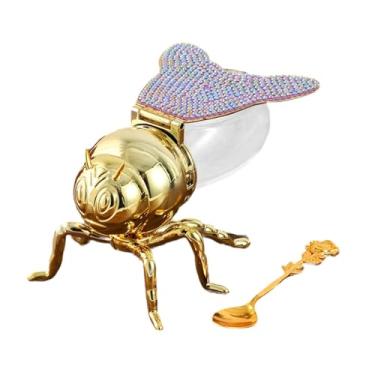 Imagem de Fenteer Bee Honey Jar açúcar Toque de armazenamento Pote de condimentos para jantar Presente de inauguração sobremesas festivas, Color F