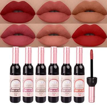 Imagem de BINGBRUSH Conjunto De 6 Cores De Batom Líquido Vinho Tinto Fosco, Batom Vinho De Longa Duração, 24 Horas À Prova D'Água, Veludo, Copo Antiaderente, Gloss Labial, Pigmentado, Maquiagem Labial, Conjun