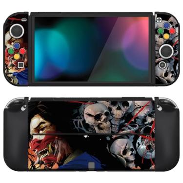 Imagem de PlayVital ZealProtect Capa protetora macia para Nintendo Switch OLED, capa protetora flexível Joycon Grip para Nintendo Switch OLED com pegas de polegar e tampa de botão de direção ABXY - Ghost of Samurai