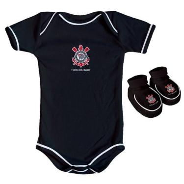 Imagem de Kit Body + Pantufa Corinthians Torcida Baby - Infantil, G, Preto