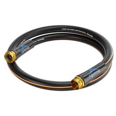 Imagem de Mangueira líder não expansível 1,5 m x 5/20.3 cm, mangueira de jardim curta, mangueira de água de borracha, resistente, sem torção, mangueira de jardim flexível com alça giratória, acessórios macho