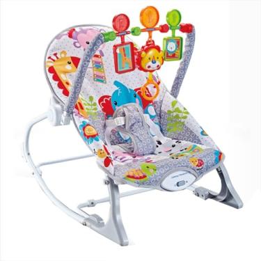 Imagem de Cadeira Descanço Bebê Cadeirinha Infantil Balanço Vibratória Mobile Musical Som Cinto 3 Pontos Ajustável Menino Menina Criança (Cinza Elefante)