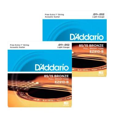 Imagem de Kit 2 encordoamento cordas violao 011 daddario ez910b mi