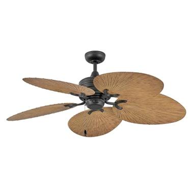 Imagem de Hinkley Ventilador De Teto Interno/Externo Tropic Air 52" - Preto Fosco + Pás De Ventilador Compostas De Madeira Koa Em Formato De Palma