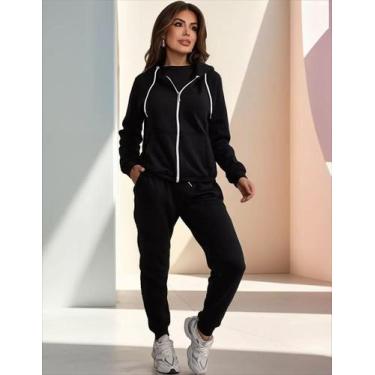 Imagem de Conjunto de moletom feminino com Zíper e capuz  - Gisele Freitas, M, P