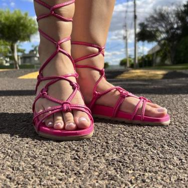 Imagem de Sandália  Amarrar Papete Blogueira Rasteira de Amarração Gladiador - L