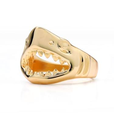 Imagem de Yumikoo Anel de cabeça de tubarão masculino, Cobre, Sem pedra preciosa