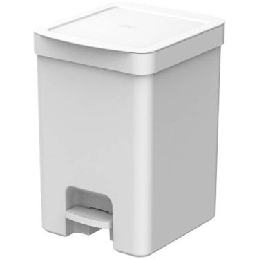 Imagem de Lixeira de Pedal ou Cesto de Lixo para Cozinha Escritório Linha Trium 12 Litros Branco