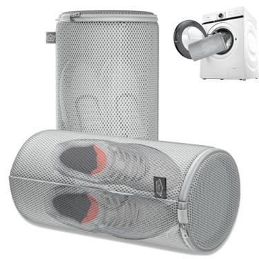 Imagem de Kimmama Bolsa para máquina de lavar sapatos, bolsa de sapatos para máquina de lavar, sacos de roupa de malha para tênis, calçados, treinadores, chinelos, rede cinza Sandwish, 20 x 38 cm