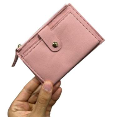 Imagem de Carteira Feminina Minimalista De Couro Pequena Porta Cartão - Genérico