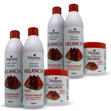 Imagem de 2 Kits Melancia Hidratante Capilar Extratos Naturais - 6 Produtos Mayc
