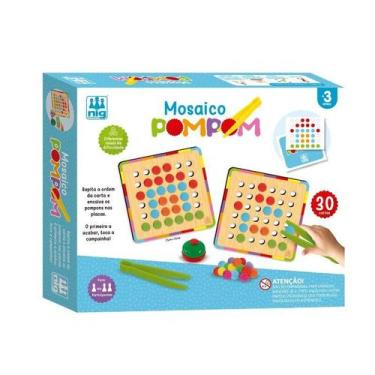 Imagem de Jogo Infantil Mosaico Pompom Montessori Educacional Memória Nig Brinqu