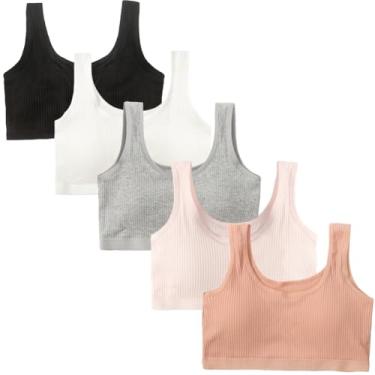 Imagem de XiHSiHan Sutiã esportivo de algodão sem costura para bebês meninas com enchimento, sutiã respirável para adolescentes, 5 cores, 8-10 Anos