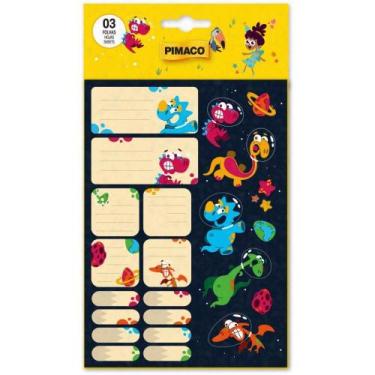 Imagem de Etiquetas Escolares ASTRO Dino  Cartela com 3 Folhas - Pimaco