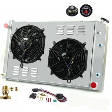 Imagem de Cubauto Radiador de 3 fileiras com ventilador de proteção + relé para Chevy Blazer C1500 2500 3500 C10 K10 20 30 caminhão, GMC Jimmy C1500 2500 3500 Suburban V8 L6 1973-1991
