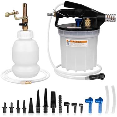 Imagem de YEYETUO Kit de sangramento de freio a vácuo 3L, ferramenta de sangramento de freio pneumático para uma pessoa, kit de descarga com extrator de fluido pneumático de 2L e garrafa de recarga de 1L, kit