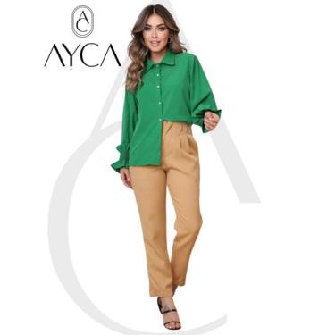 Imagem de Camisa Social Feminina Duna Bege  Manga Princesa Tendencia - AYCA, Ver