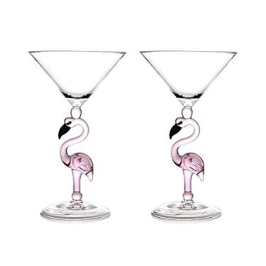 Imagem de GAOGAO Criativo Rosa Flamingo Coquetel Martini Taça de Vidro Legal Utensílios de Mesa Exclusivo Conjunto de Vinho de Bar (Copo de Coquetel de 2, 200Ml)
