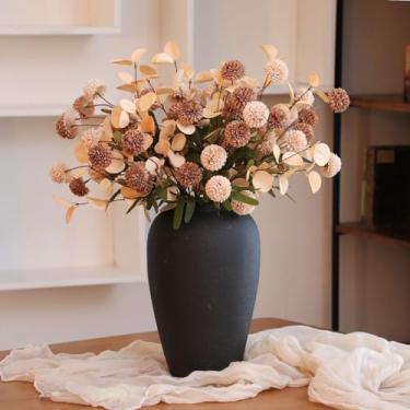 Imagem de XunYee 15 peças de flores artificiais kiku falsas flores artificiais pompon mãe seda crisântemo bola sintética haste de flor decoração centro de mesa para primavera casamento enchimento DIY buquê