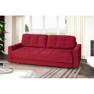 Imagem de Sofá Cama Reclinável Retrátil 3 Lugares Zurique Vermelho - Meu Estofado
