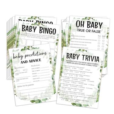 Imagem de Huastatewolf Baby Shower Games Set, Baby Predictions, Oh Baby, Baby Trivia Game, 4 Baby Games for 25 Guests, Girl Boy Eucalyptus Baby Shower Decorations, 001