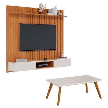 Imagem de Painel Suspenso Loft 1.8 Com Mesa De Centro Classic Nature Off White - Imcal