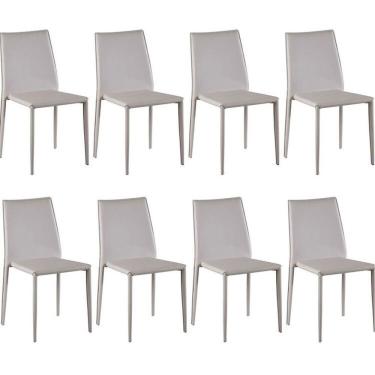 Imagem de Kit Com 8 Cadeiras De Jantar Amanda Pvc Nude